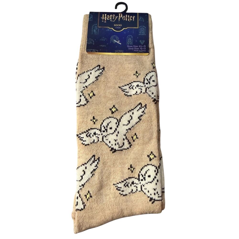 Harry Potter Hedwig Snow Owl Crew Socks Size 6.5-12